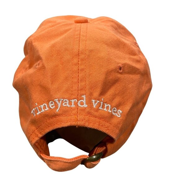Vineyard Vines Orange Cotton Baseball Cap With Whale Logo & Adjustable Strap - Picture 4 of 7